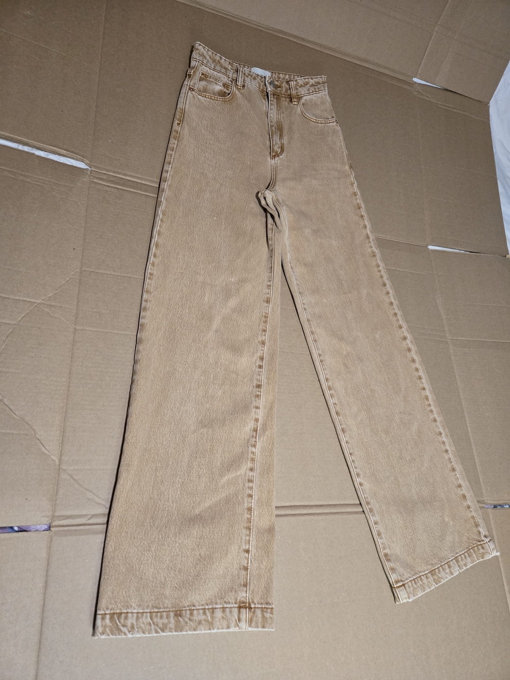 Abrand Tan Wide-Leg Flare Jeans